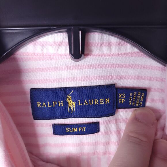 Ralph Lauren Shirt Womens XS Striped Pink, White Pony Slim Fit - Picture 10 of 12